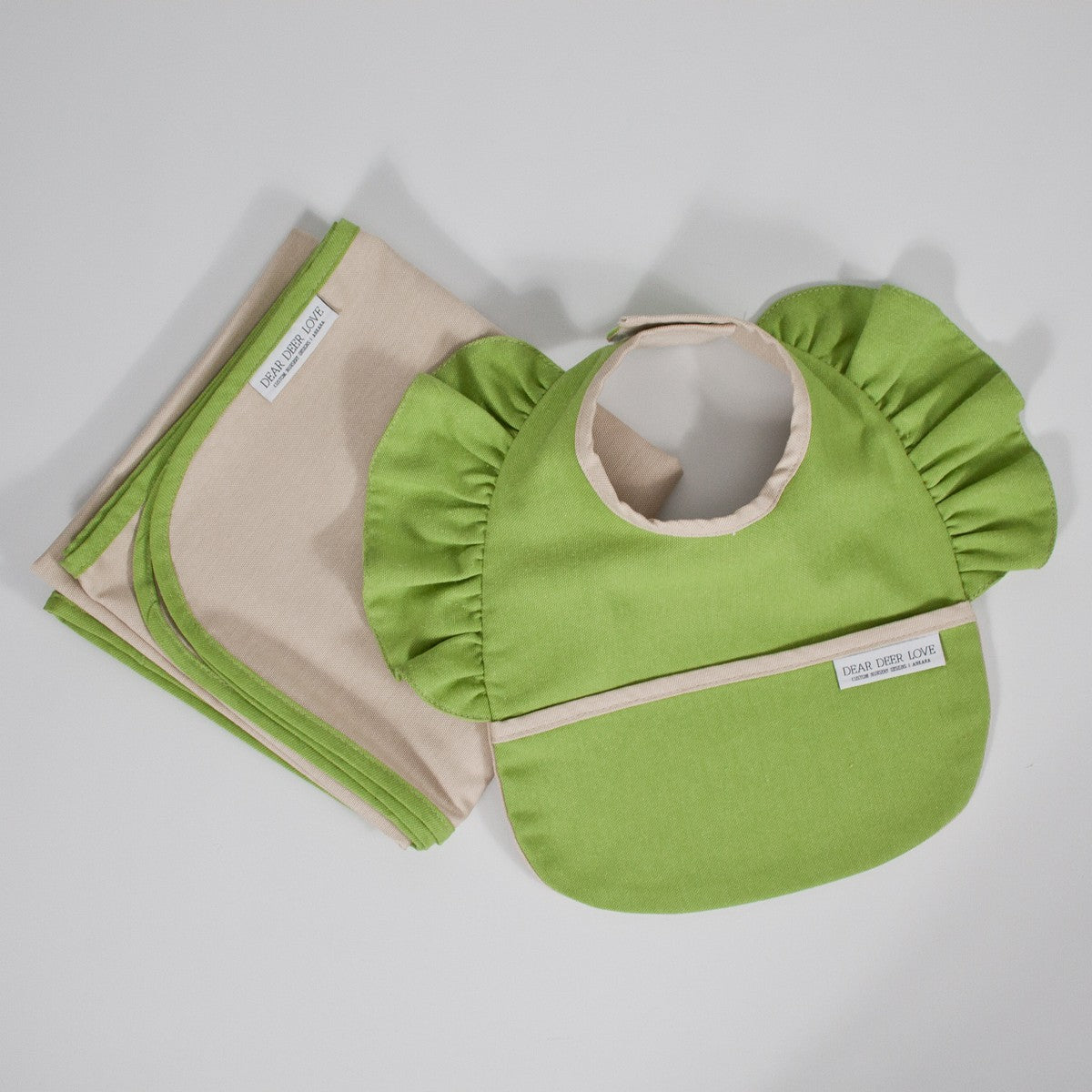 Green Fırfırlı Mama Önlüğü & Örtü