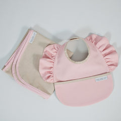 Pink Fırfırlı Mama Önlüğü & Örtü