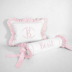 Kişiye özel isim nakışlı bebek yastığı - Pembe