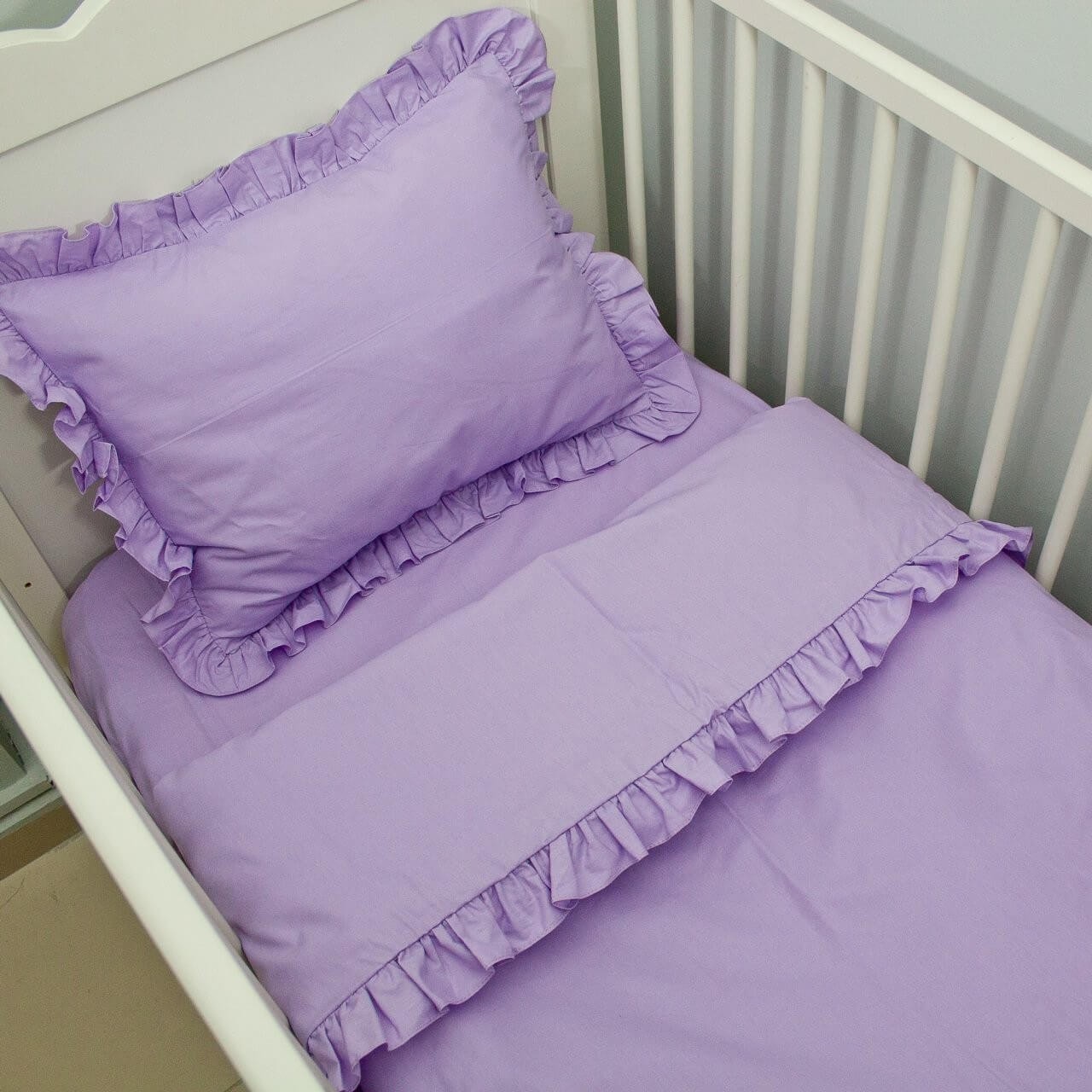 Lila Fırfırlı Nevresim Seti