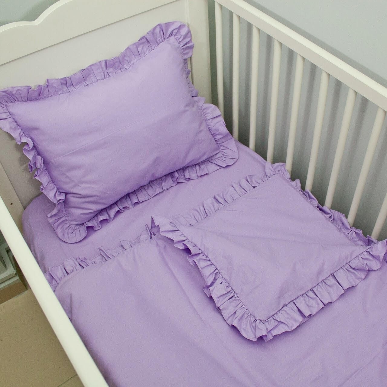 Lila Fırfırlı Nevresim Seti