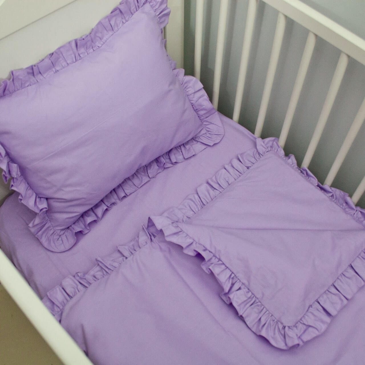 Lila Fırfırlı Nevresim Seti