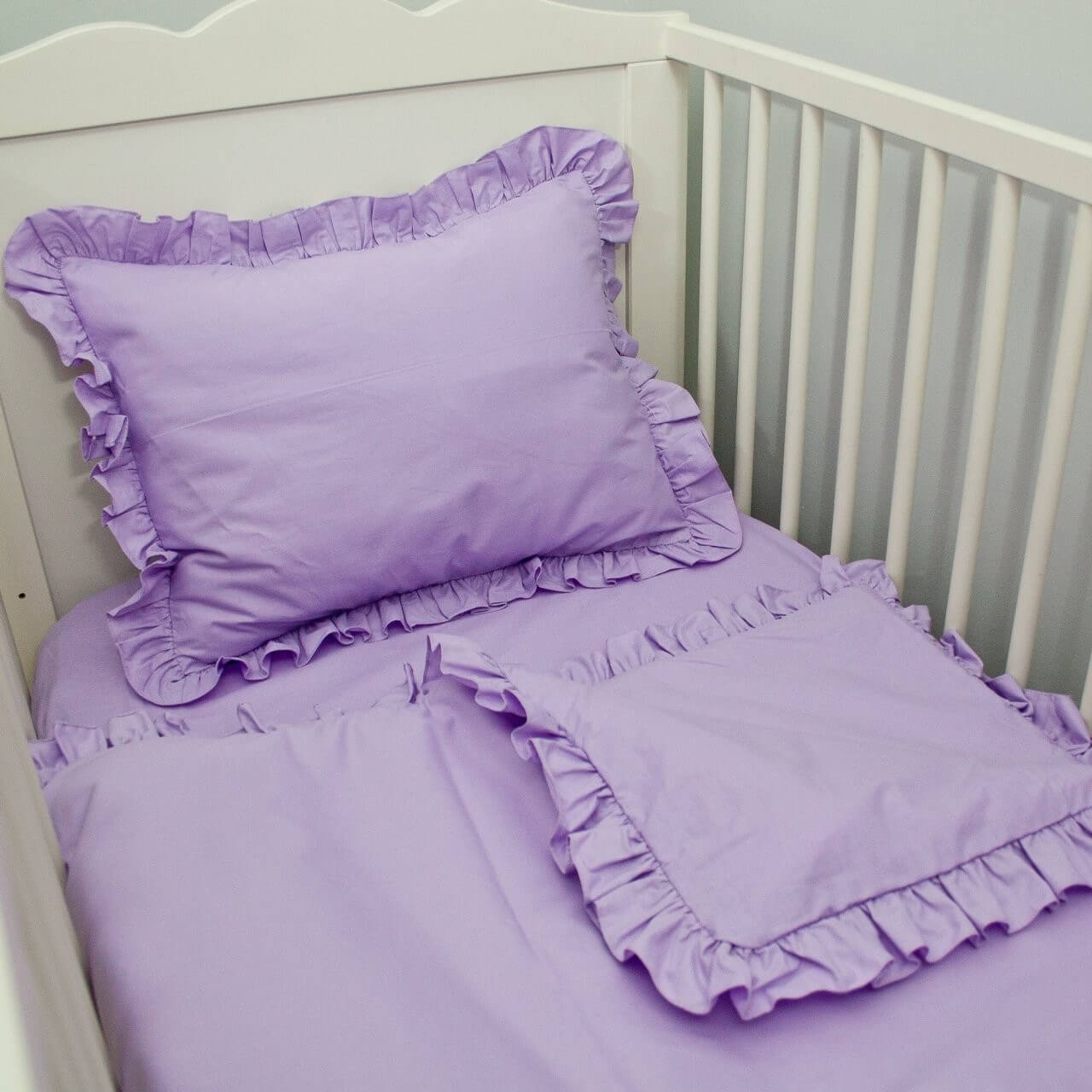 Lila Fırfırlı Nevresim Seti