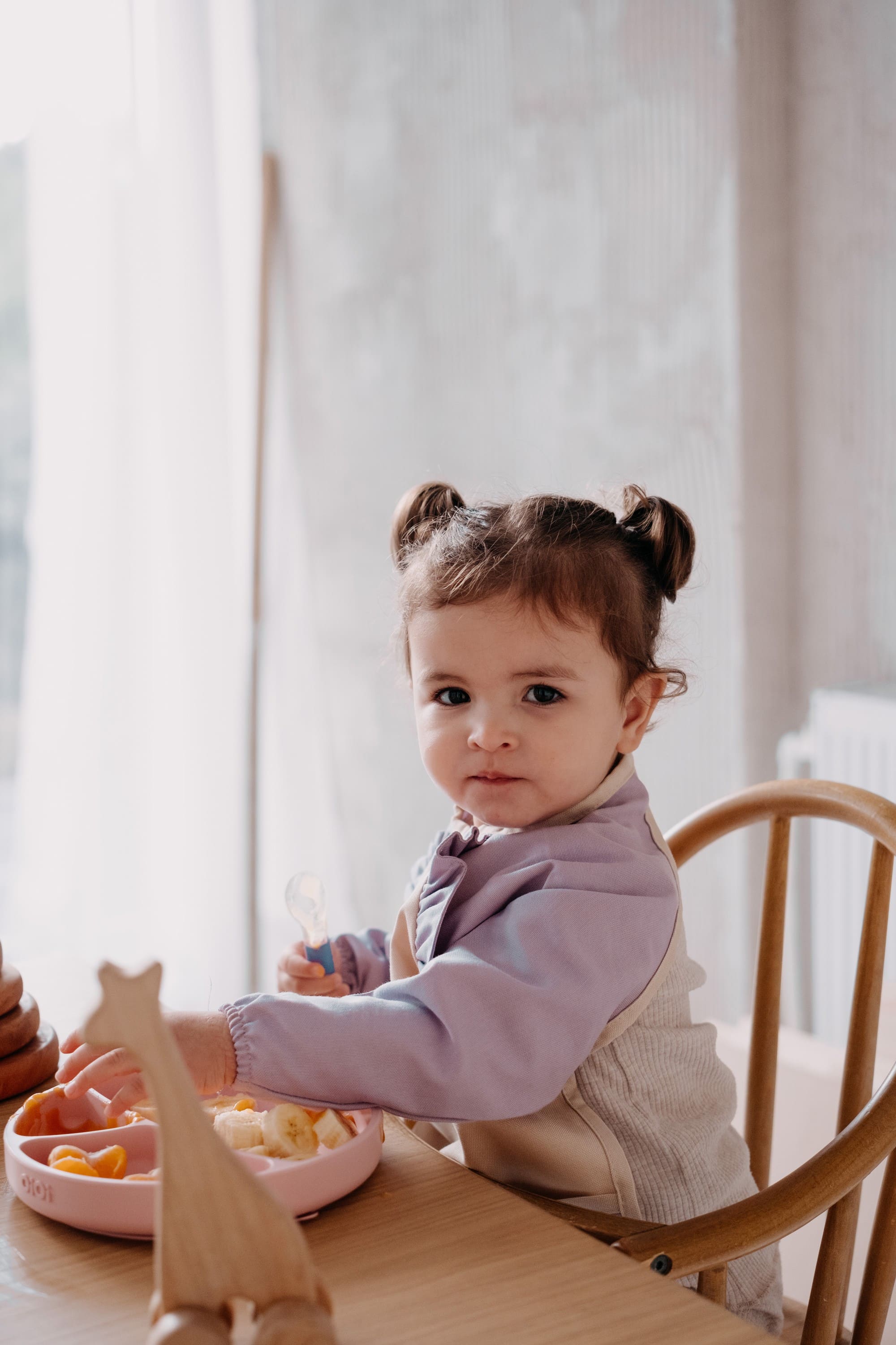 Cleo Uzun Kollu Beslenme & Aktivite Önlüğü 1-3 yaş - Lila