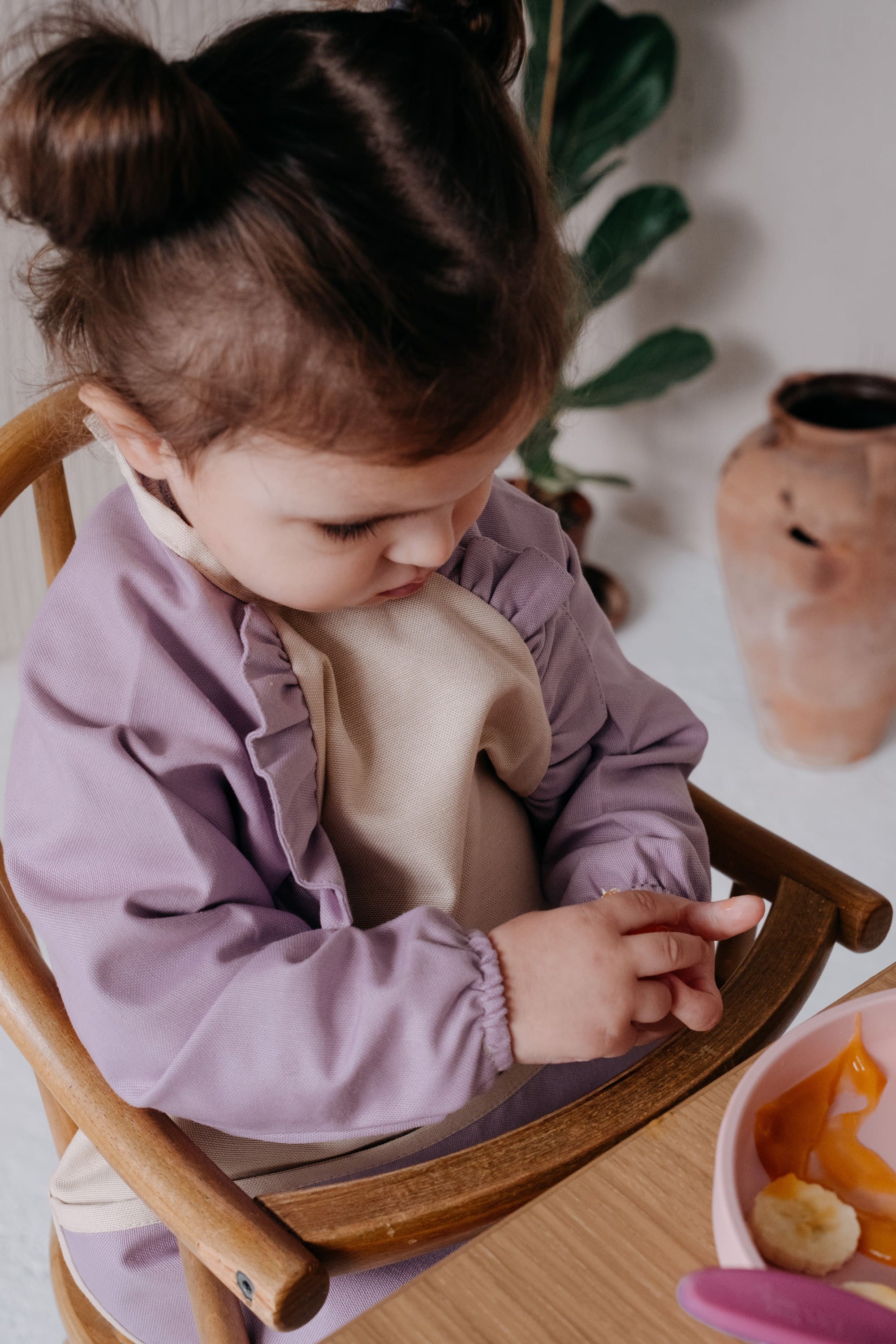 Cleo Uzun Kollu Beslenme & Aktivite Önlüğü 1-3 yaş - Lila