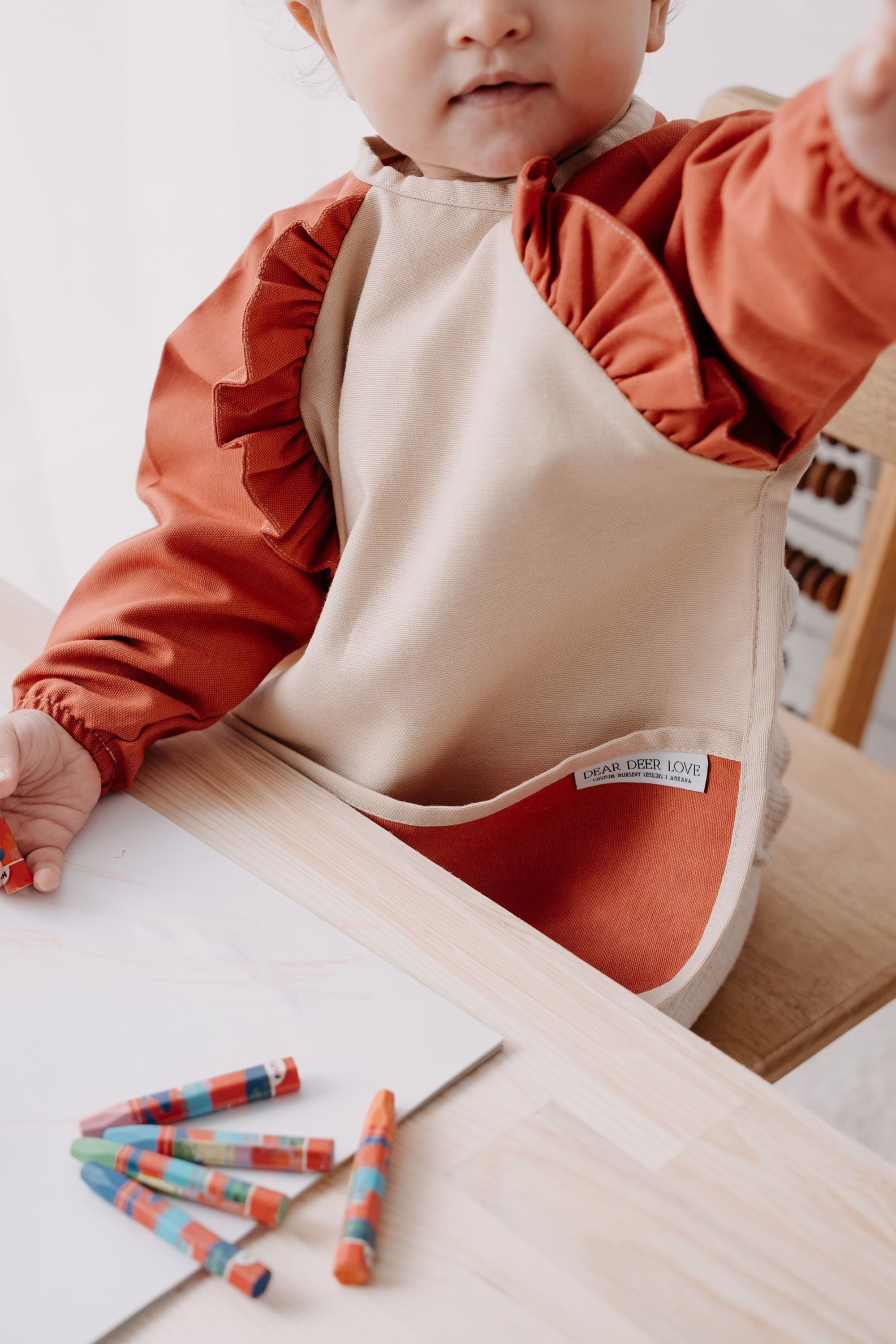 Cleo Uzun Kollu Beslenme & Aktivite Önlüğü 1-3 yaş - Kiremit