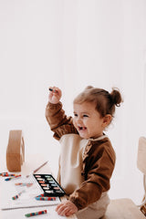 Cleo Uzun Kollu Beslenme & Aktivite Önlüğü 1-3 yaş - Kahve