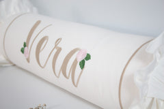 Çiçek Nakışlı İsimli Bebek Yastığı