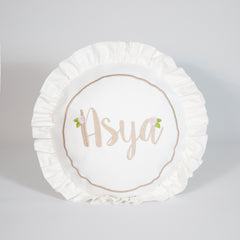 Çiçek Nakışlı İsimli Bebek Yastığı