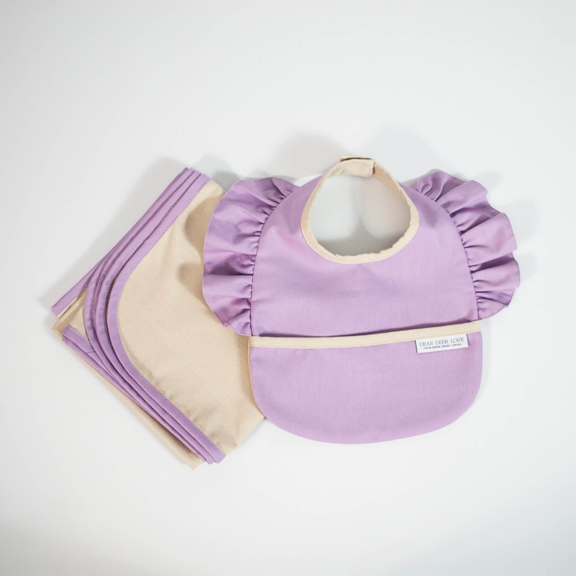 Lila Fırfırlı Mama Önlüğü & Örtü