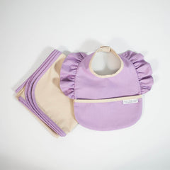 Lila Fırfırlı Mama Önlüğü & Örtü