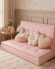 Pudra Pembe 2’li Bisküvi Minder Seti | French Mattress Zemin ve Sırt Minderi
