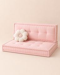 Pudra Pembe 2’li Bisküvi Minder Seti | French Mattress Zemin ve Sırt Minderi