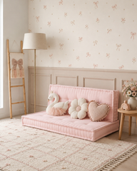 Pudra Pembe 2’li Bisküvi Minder Seti | French Mattress Zemin ve Sırt Minderi
